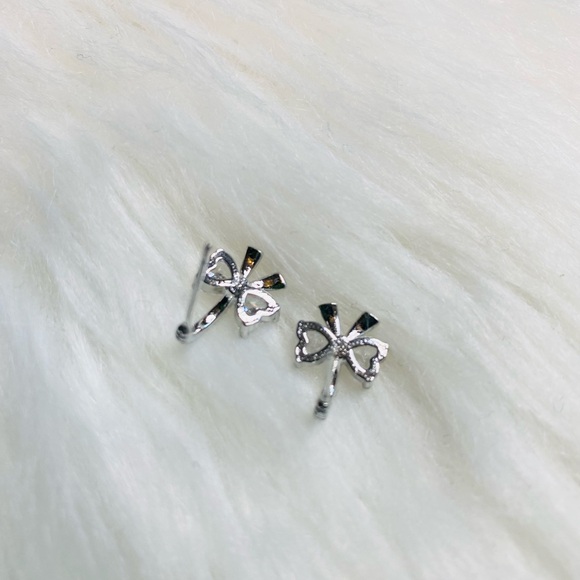 925 sterling silver Earrings faux diamond Bow stud earrings - Picture 3 of 3